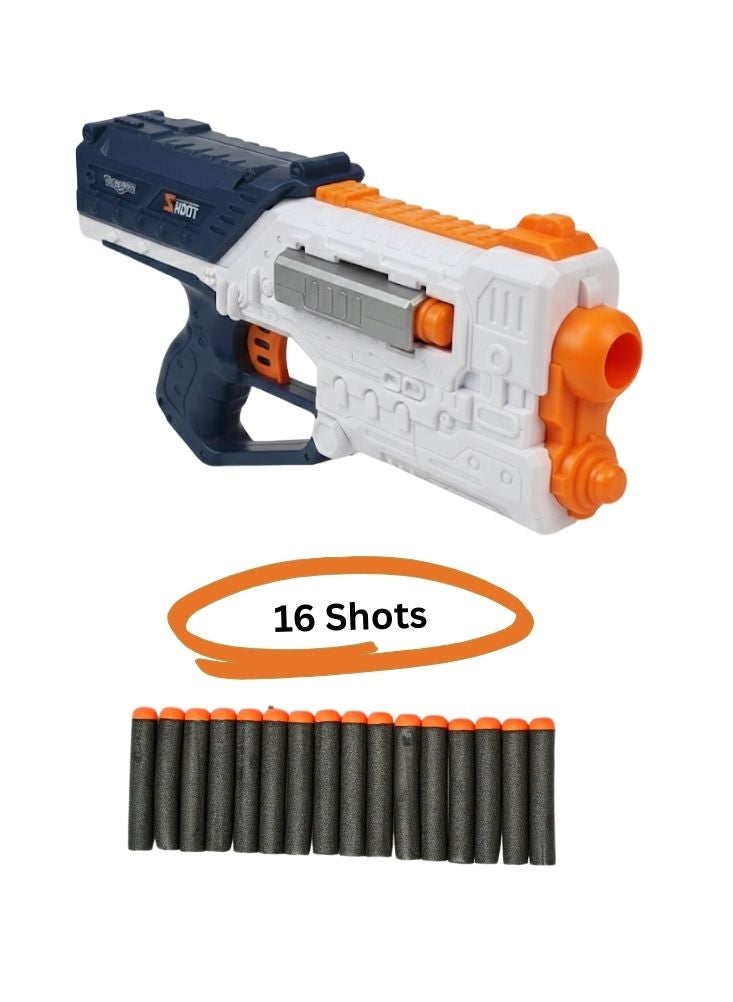 16-Shot Foam Dart Blaster Toy Gun – Soft Bullet Shooter with Safety Foam Darts